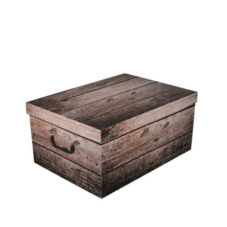 Bundle: 3 x Dekokarton - Motiv: Holz Dunkel/Shabby/White