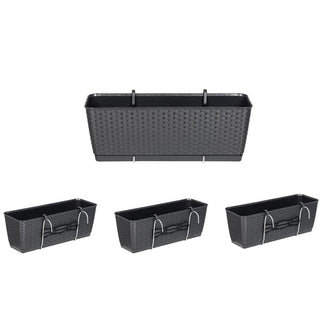 Set: 4 x Stück Rattan-Balkontopf RATOLLA: 50 cm in Anthrazit