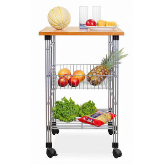 Küchenwagen mit Holzplatte und Rollen