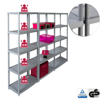 Set: 3 x PLATIN - Kunststoffregal 15 Zoll (Grau)
