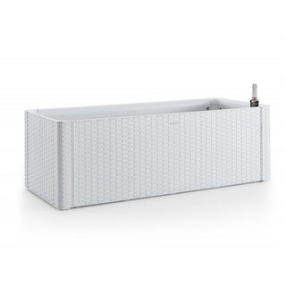 XL PFLANZKASTEN mit Wasserspeicher Rattan (breite Version) WEISS